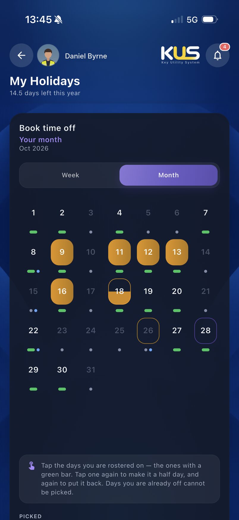 Picking holiday days on the calendar