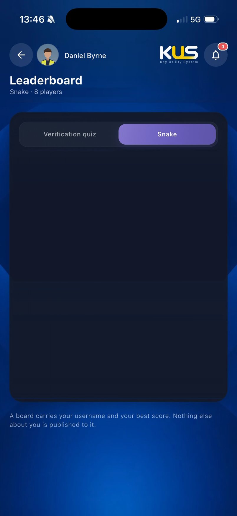Snake leaderboard
