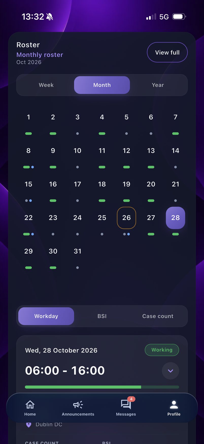 Monthly roster