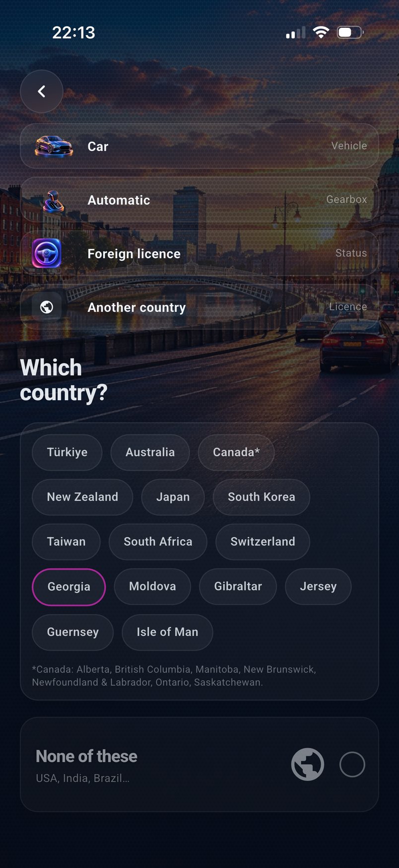 Which country is your licence from?