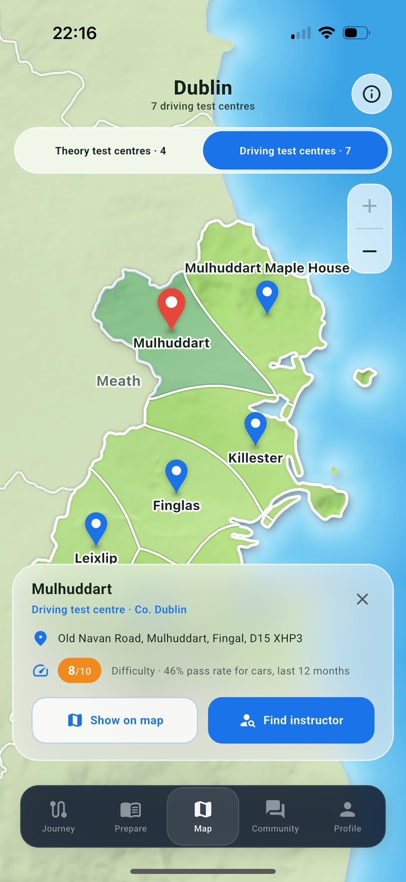 Mulhuddart test centre with its pass rate