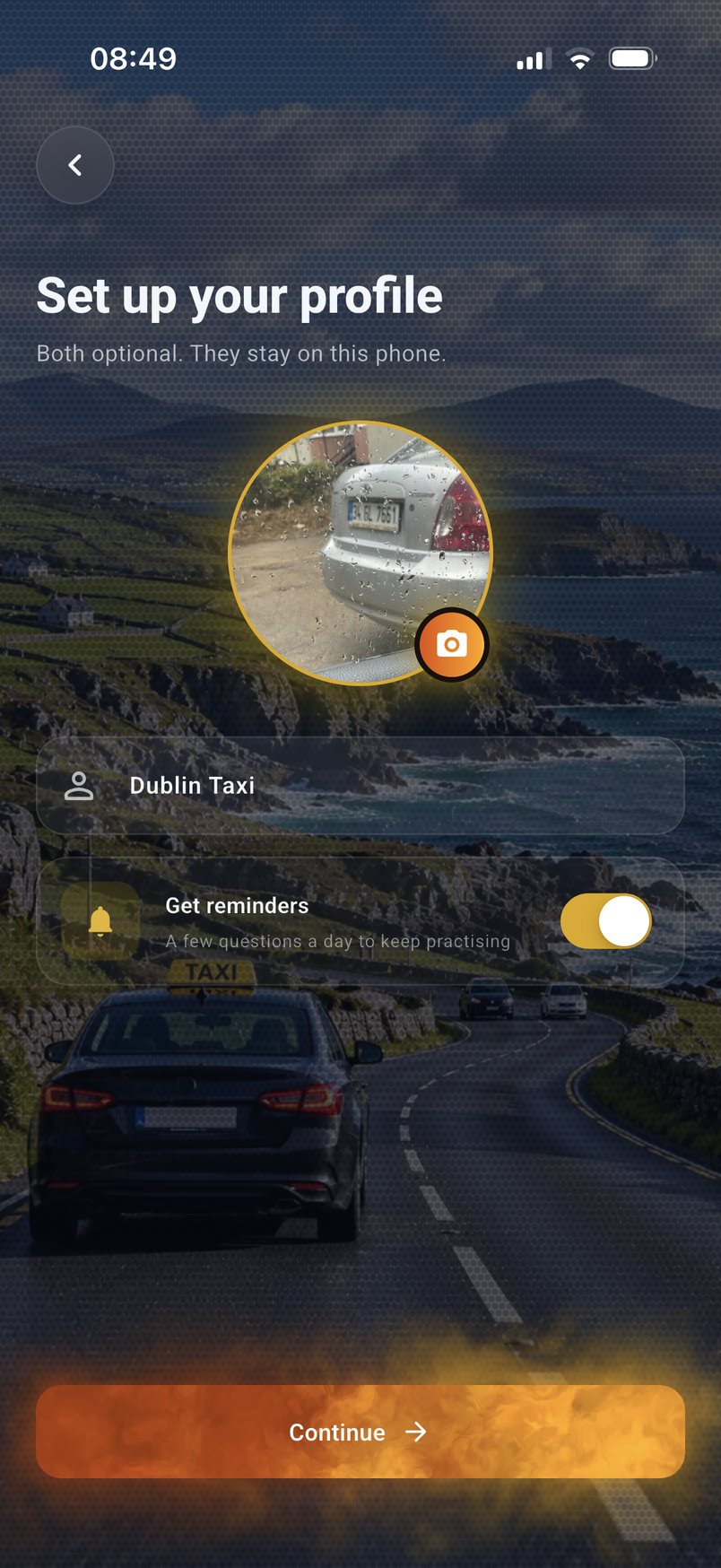 Profile with a photo of the car